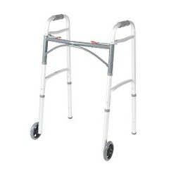 Deluxe Two Button Folding Walker with 5" Wheels - Each