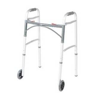 Deluxe Two Button Folding Walker with 5" Wheels - Each